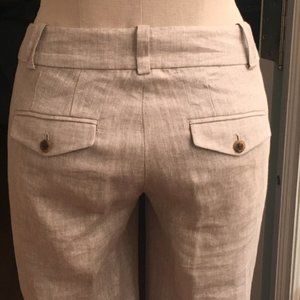 J CREW 100% Linen Cuffed Trousers Pants Size 2
